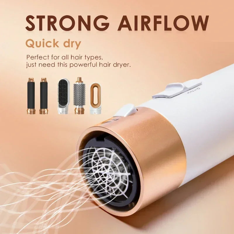 Juego 5 en 1: secador de pelo, peine caliente, rizador profesional, plancha para el cabello y herramienta de peinado. Para uso profesional y doméstico.