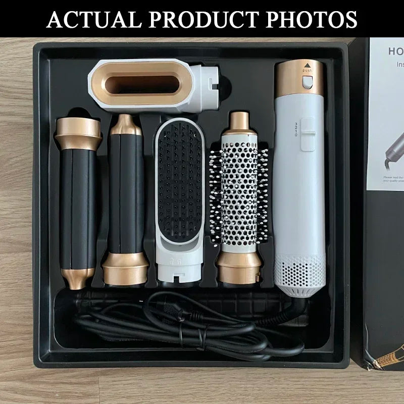 Juego 5 en 1: secador de pelo, peine caliente, rizador profesional, plancha para el cabello y herramienta de peinado. Para uso profesional y doméstico.