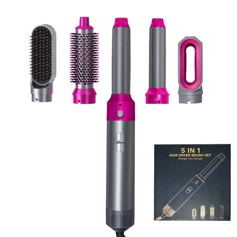 Juego 5 en 1: secador de pelo, peine caliente, rizador profesional, plancha para el cabello y herramienta de peinado. Para uso profesional y doméstico.