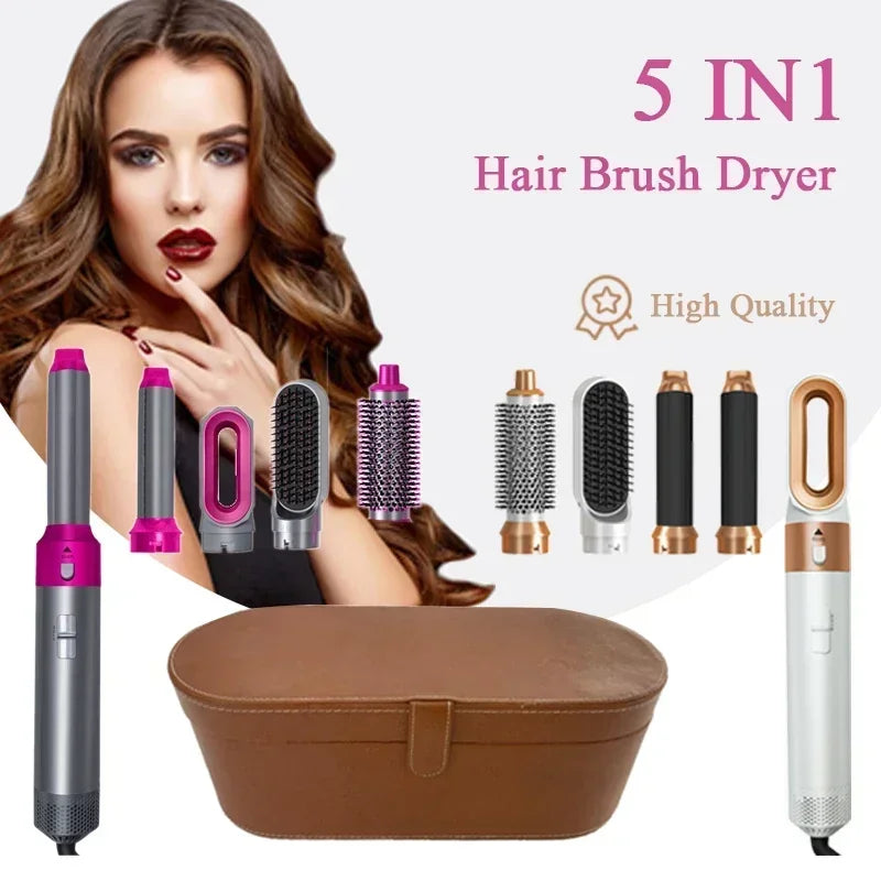 Juego 5 en 1: secador de pelo, peine caliente, rizador profesional, plancha para el cabello y herramienta de peinado. Para uso profesional y doméstico.
